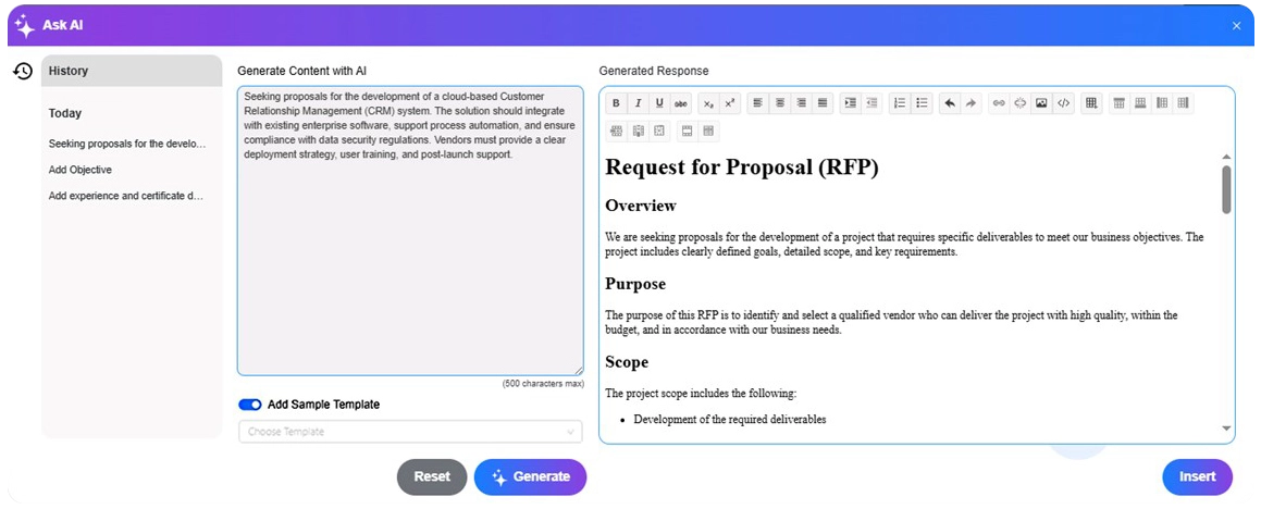 Standardized RFP Creation